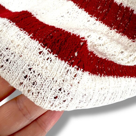 Madewell Bali Crochet Polo Red White Striped Short Sleeve Top Size Medium NWT - Picture 8 of 11